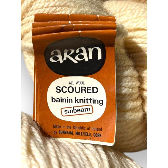 4 Hanks Vtg Sunbeam Aran Scoured Irish Wool Sweater Yarn 🧶 #1 Bainin Natural - Picture 15 of 16